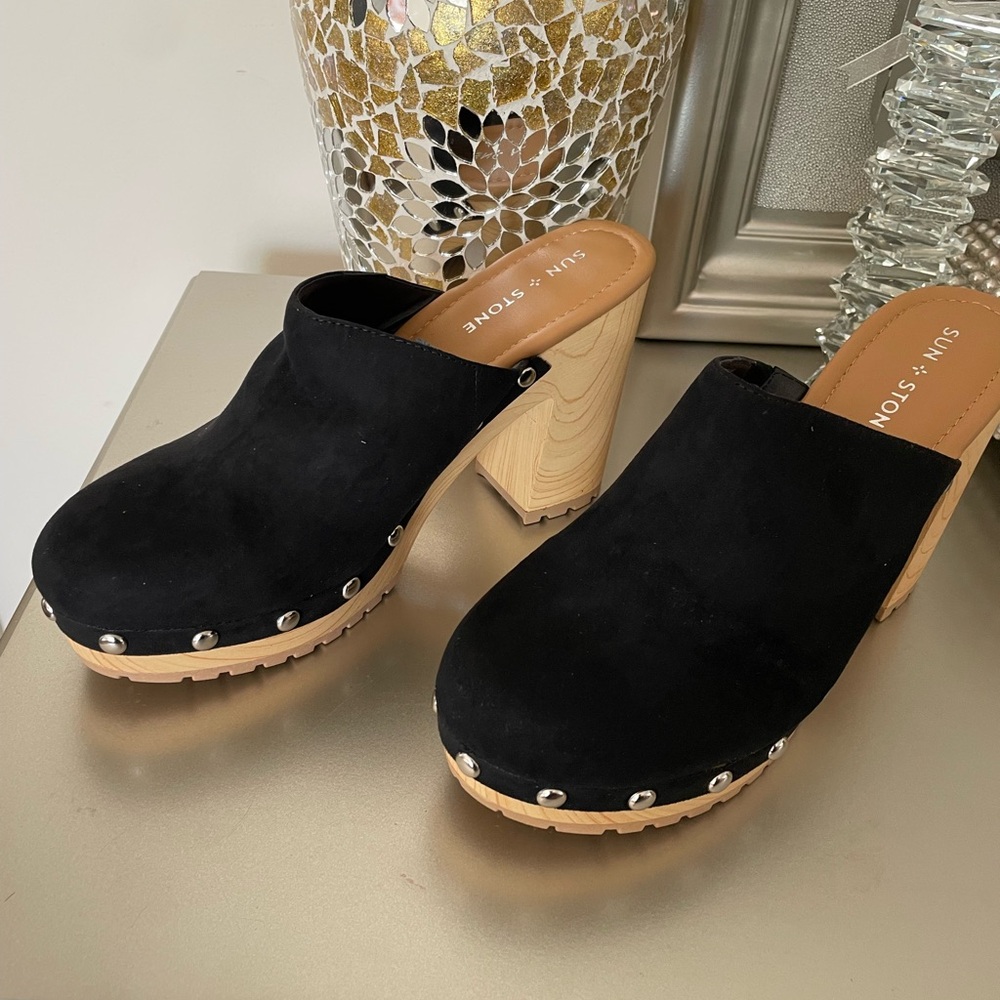 Sun + Stone Black Women's Mules with Silver Accents - Picture 6 of 6